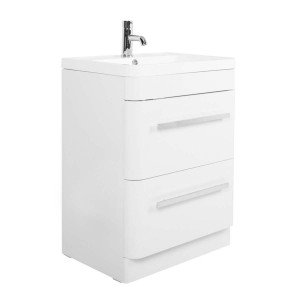 Homely White Free Standing Vanity Unit with Basin - 600mm