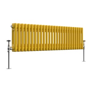 Bern 300 x 1190mm Zinc Yellow Double Column Horizontal Traditional Radiator