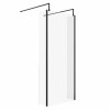 Wasdale 900mm Black Walk Through Wet Room Screen with 215mm Hinged Return Screen & L- Shape Support Arms 