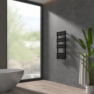 Juva 1000 x 450mm Satin Black Flat Panel Heated Towel Rail