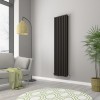Norden 1800 x 473mm Black Double Vertical Oval Tube Designer Radiator
