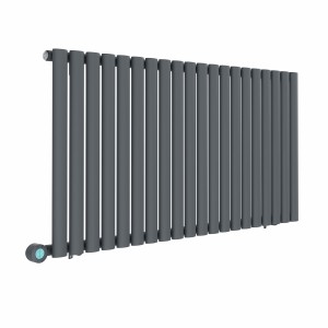 Norden 600 x 1181mm Anthracite Horizontal Oval Tube Wifi Electric Radiator - 1000W