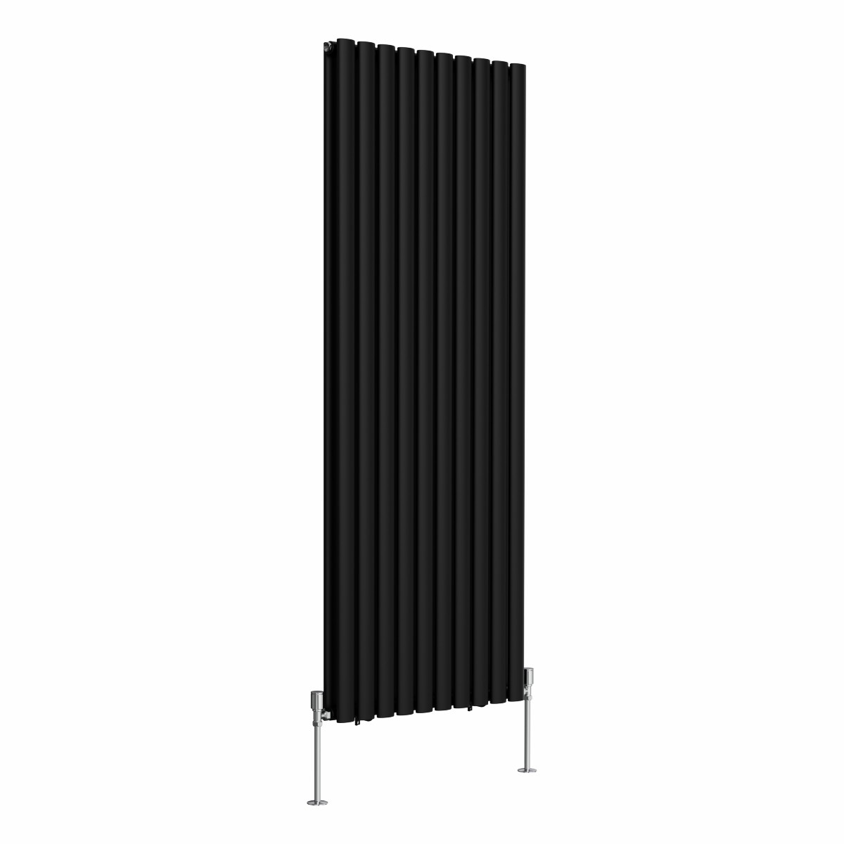 Norden 1600 x 591mm Black Double Vertical Oval Tube Designer Radiator