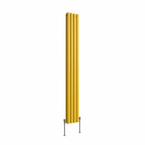 Norden 1800 x 237mm Zinc Yellow Double Vertical Oval Column Designer Radiator