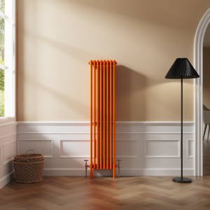 Bern 1500 x 380mm Traditional Bright Orange Vertical Four Column Radiator