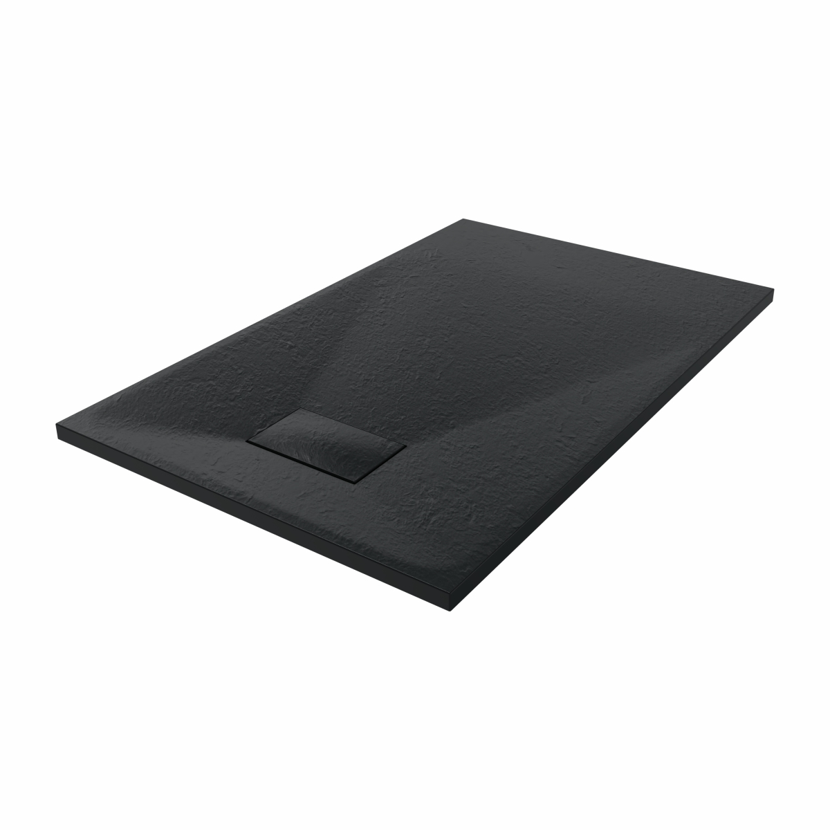 Terra - 1100x700mm Slate Effect Rectangle Shower Tray Black