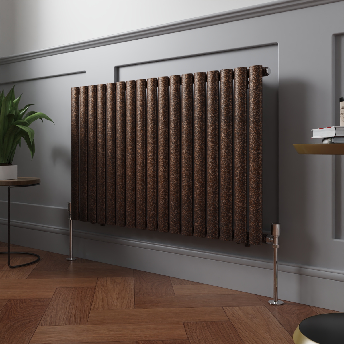 Norden 600 x 1004mm Black Copper Single Horizontal Oval Column Designer Radiator