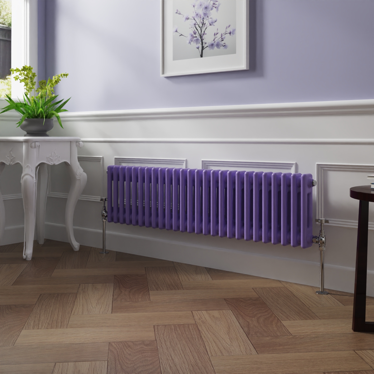 Bern 300 x 1190mm Elegant Purple Double Column Horizontal Traditional Radiator