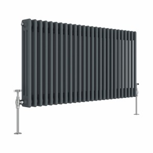 Bern 600 x 1190mm Anthracite Triple Column Horizontal Traditional Radiator