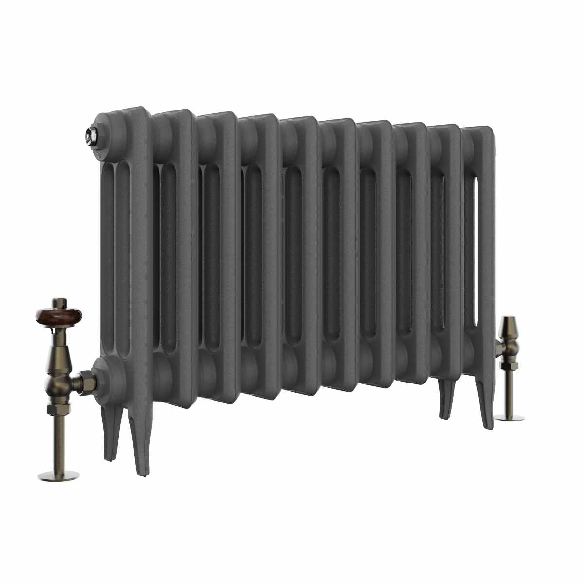 Classic  450 x 654mm  Farrow & Ball Railings Grey Triple Column Cast Iron Radiator - 10 Sections