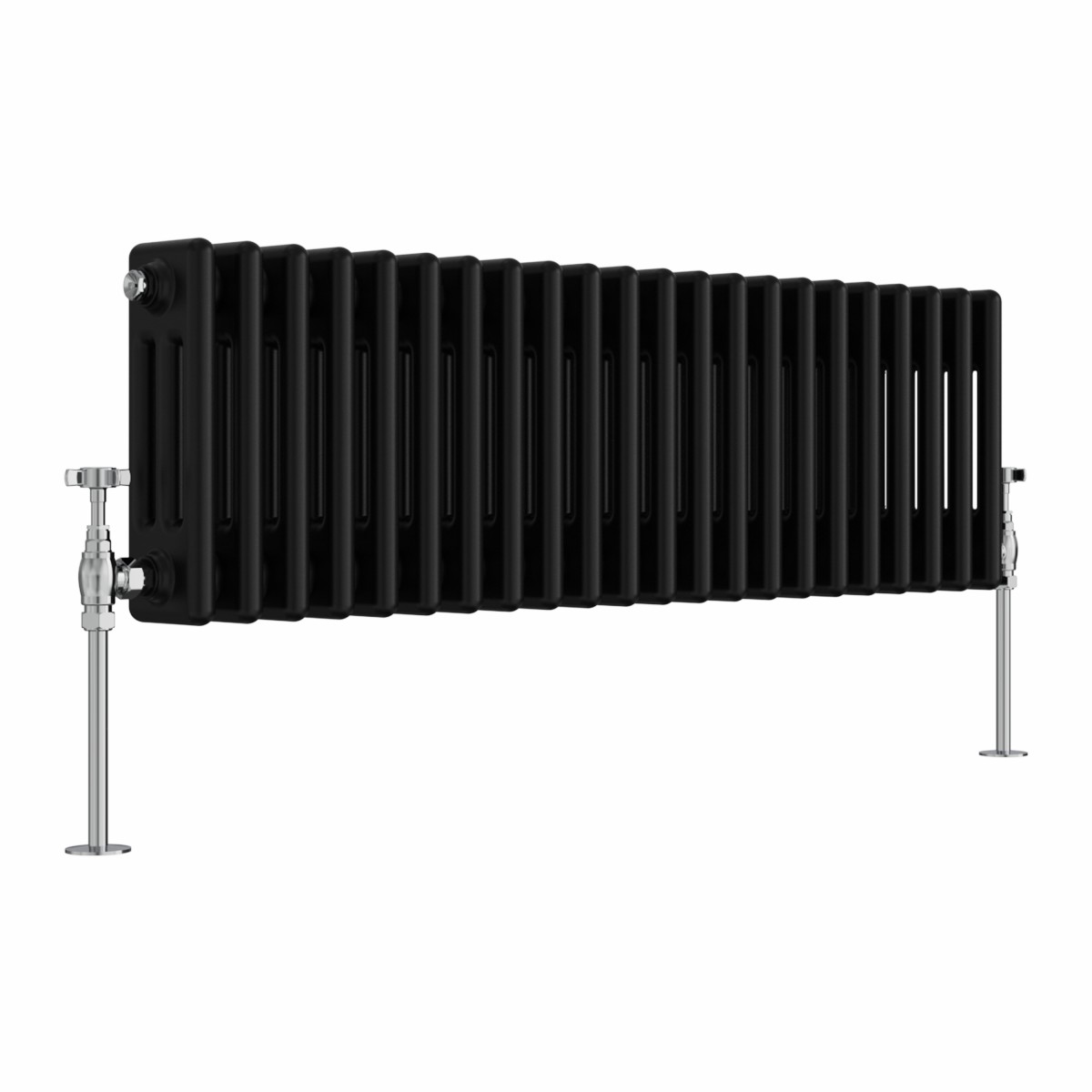 Bern 300 x 1010mm Black Triple Column Horizontal Traditional Radiator