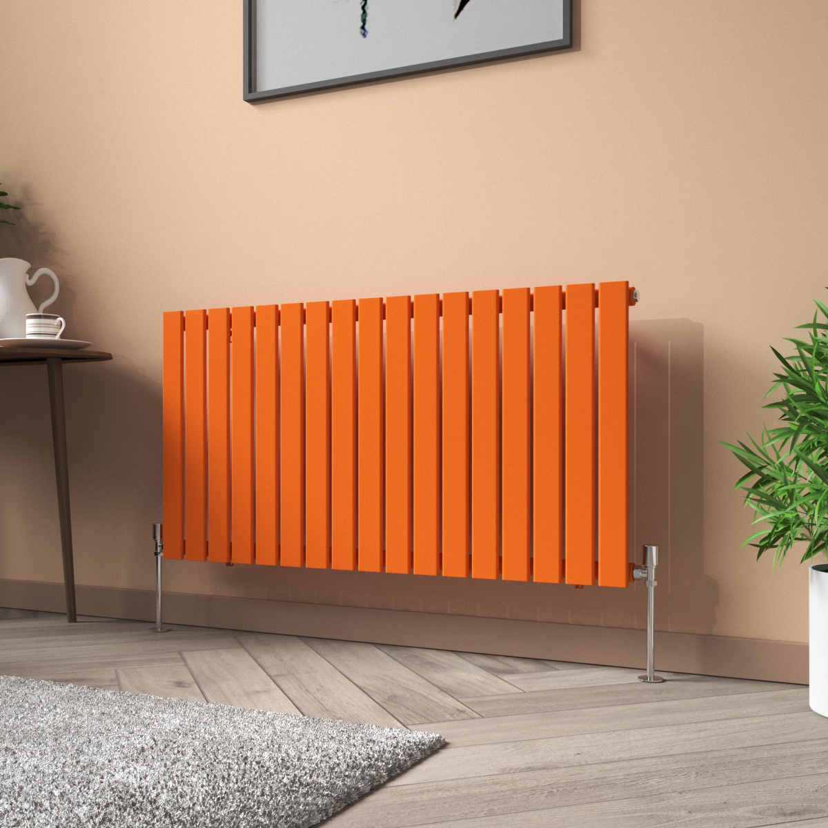 Karlstad 600 x 1158mm Bright Orange Single Flat Panel Horizontal Designer Radiator