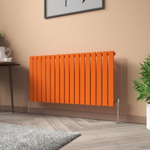 Karlstad 600 x 1158mm Bright Orange Single Flat Panel Horizontal Designer Radiator