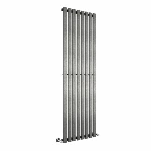 Lulea 1800 x 550mm Black Silver Single Vertical Flat Panel Designer Radiator