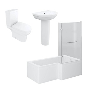 Calgary 1700mm Right Hand L Shape Shower Bath Suite
