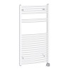 Fjord 1100 x 600mm Curved White Thermostatic Electric Heated Towel Rail
