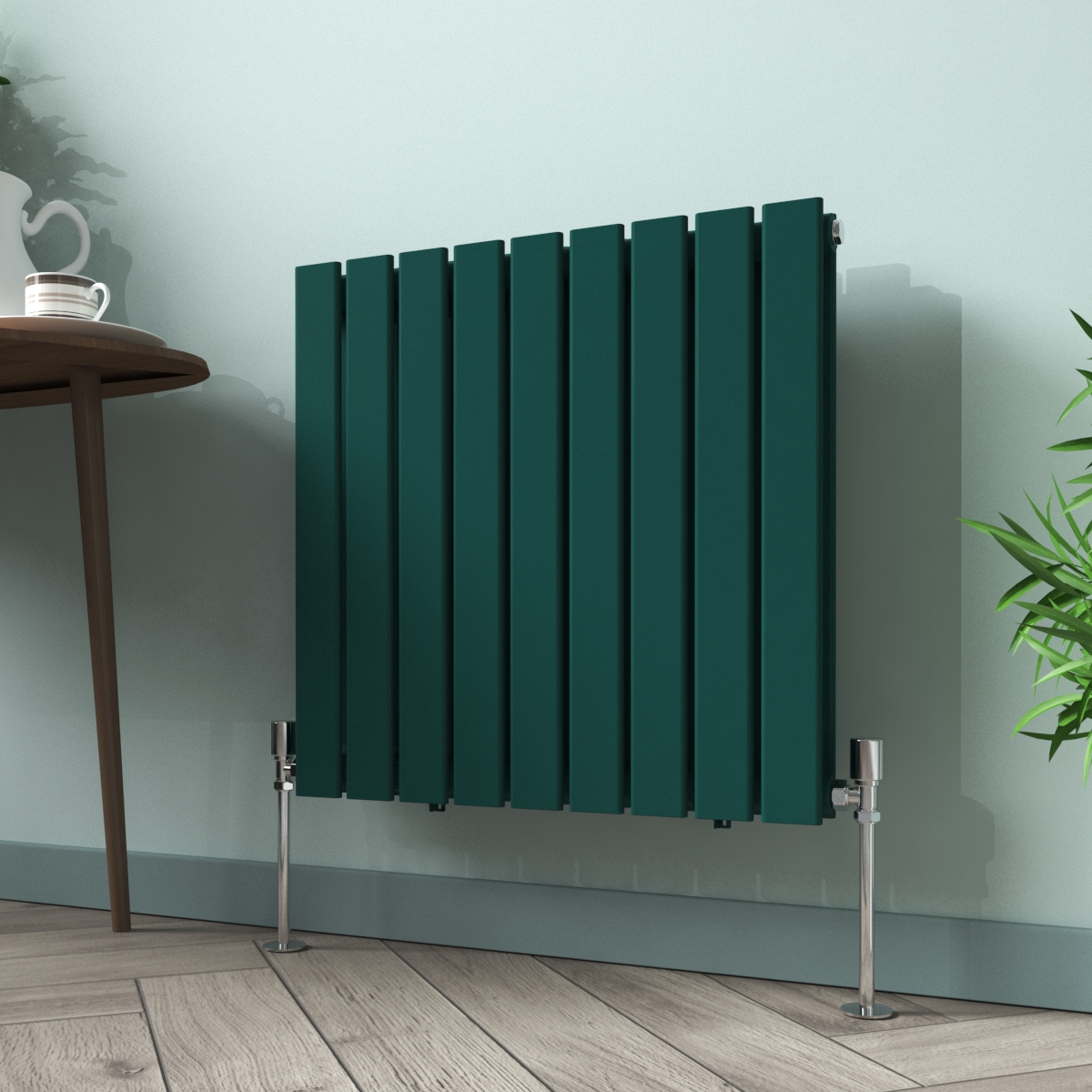 Karlstad 600 x 614mm Blue Green Double Flat Panel Horizontal Designer Radiator