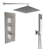 Beauly Chrome Triple Square Handle Concealed Valve Built in Diverter with 300mm Square Shower Head and Hand Shower (3 Outlet)