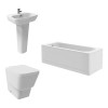 Aria Bathroom Suite with Back to Wall Toilet and Essential Single Ended Bath 1700 x 700 - Front & End Panel Included