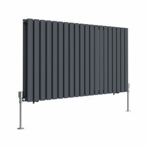 Norden 600 x 1181mm Anthracite Double Horizontal Oval Tube Designer Radiator