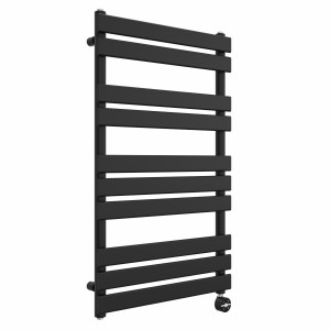 Juva 1000 x 600mm Satin Black Flat Panel Thermostatic Touch Control Electric Heated Towel Rail