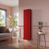 Lulea 1600 x 410mm Signal Red Double Flat Panel Vertical Designer Radiator