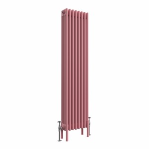 Bern 1500 x 380mm Rose Pink Four Column Vertical Traditional Radiator