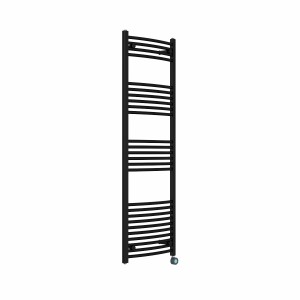 Fjord 1600 x 500mm Curved Black Thermostatic Touch Control Electric Heated Towel Rail