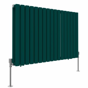 Norden 600 x 1004mm Blue Green Double Oval Column Horizontal Designer Radiator