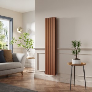 Lulea 1600 x 340mm Metallic Bronze Double Flat Panel Vertical Designer Radiator