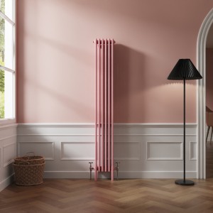 Bern 1800 x 290mm Rose Pink Four Column Vertical Traditional Radiator