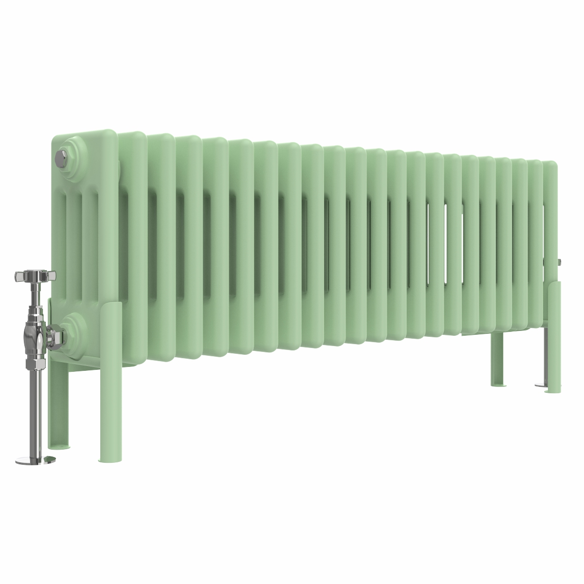 Bern 300 x 1010mm Traditional Pastel Green Horizontal Four Column Radiator