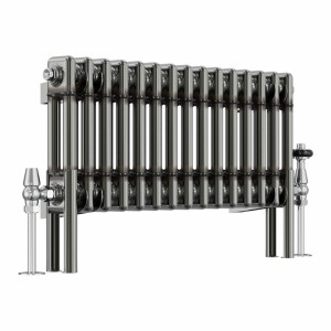 Bern 300 x 695mm Raw Metal Double Column Horizontal Traditional Radiator