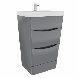 Avon Gloss Grey Floor Standing Basin Drawer Vanity Unit - 600mm