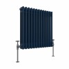 Bern 600 x 605mm Sapphire Blue Triple Column Horizontal Traditional Radiator