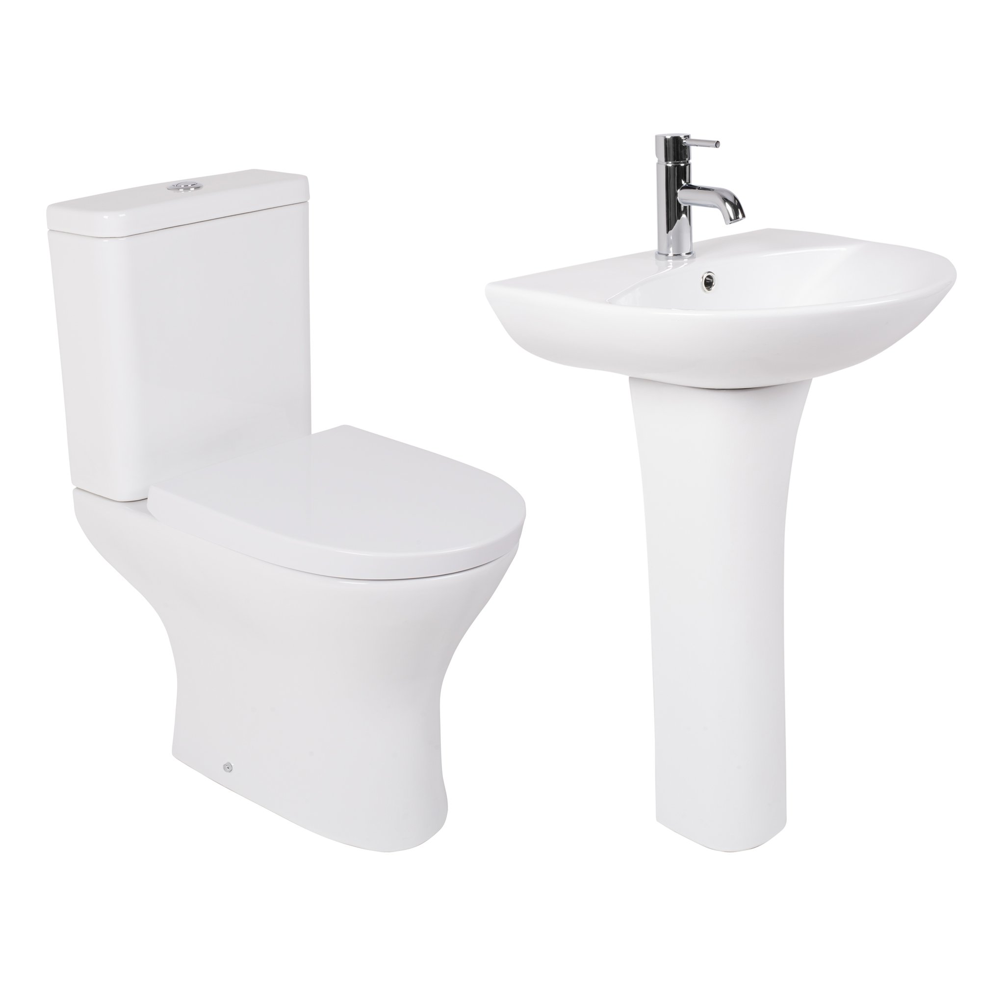 Fresh Curved Close Coupled Toilet and 550mm Basin Cloakroom Suite