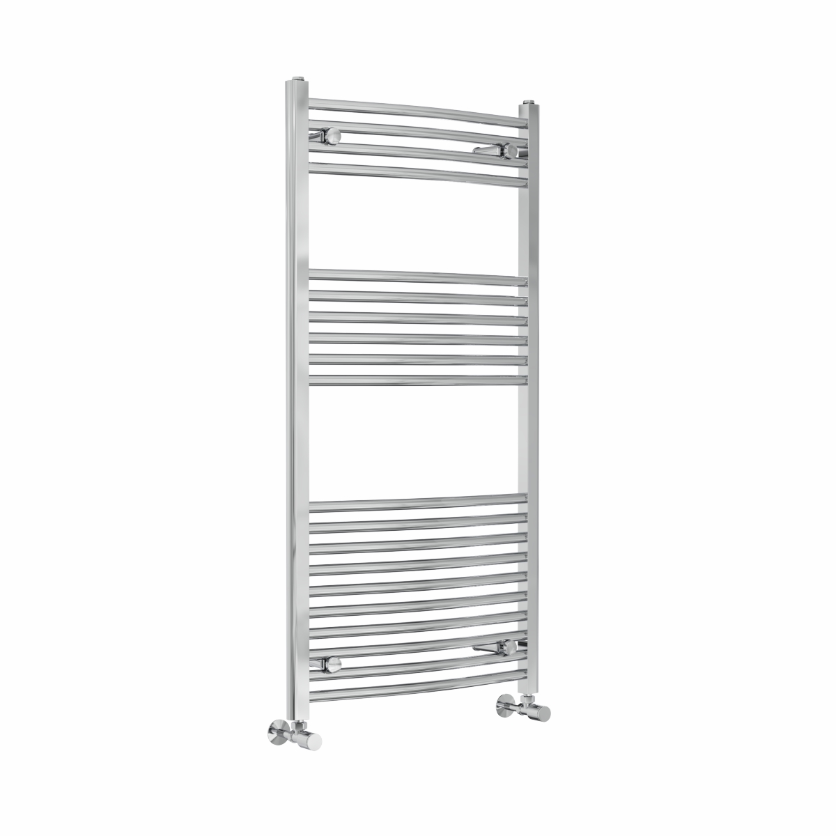 Fjord 1200 x 600mm Curved Chrome Heated Towel Rail