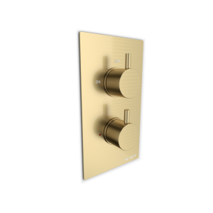 Kartell Ottone - Concealed Thermostatic Shower Valve Brushed Brass 2 Outlet - Brushed Brass