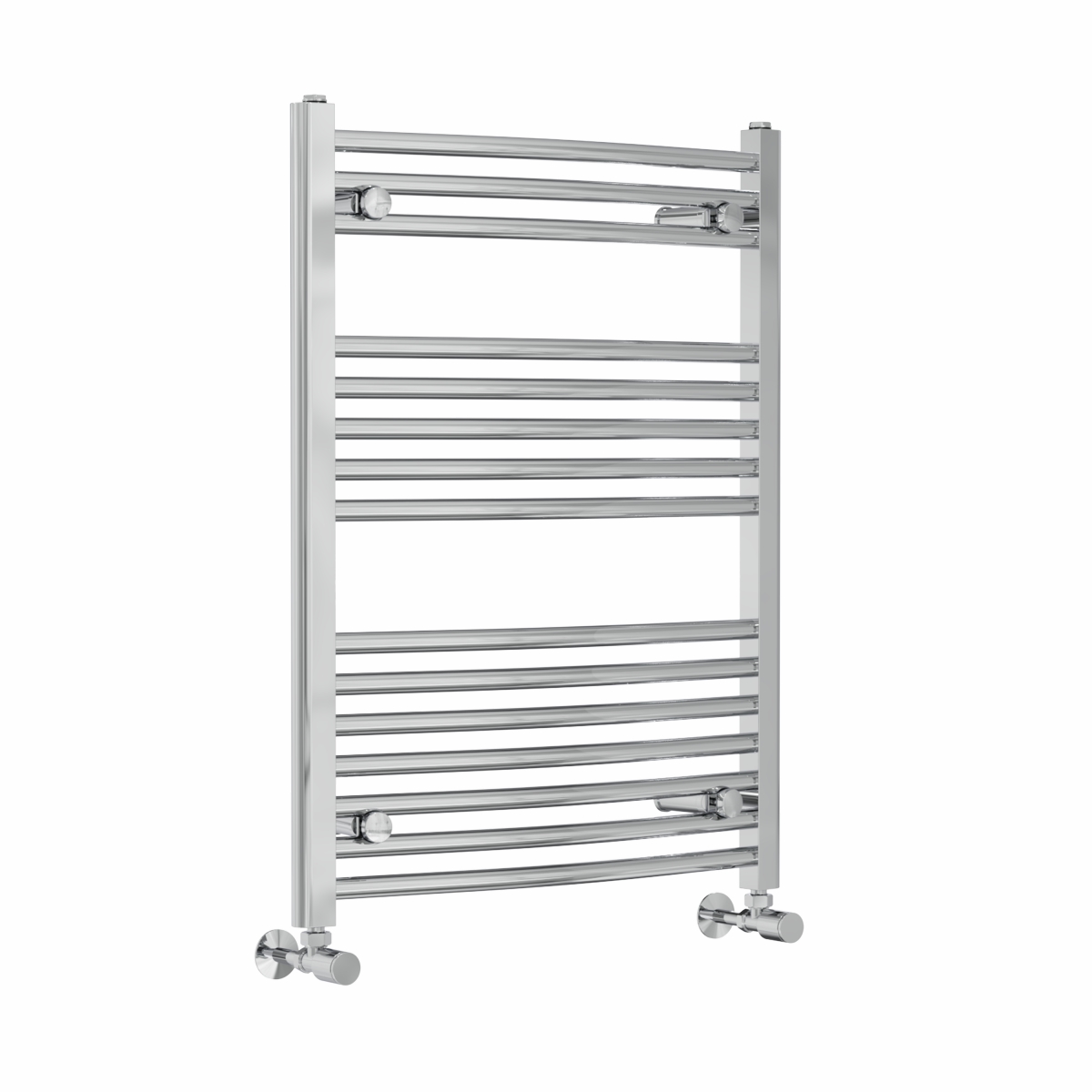Fjord 800 x 600mm Curved Chrome Heated Towel Rail
