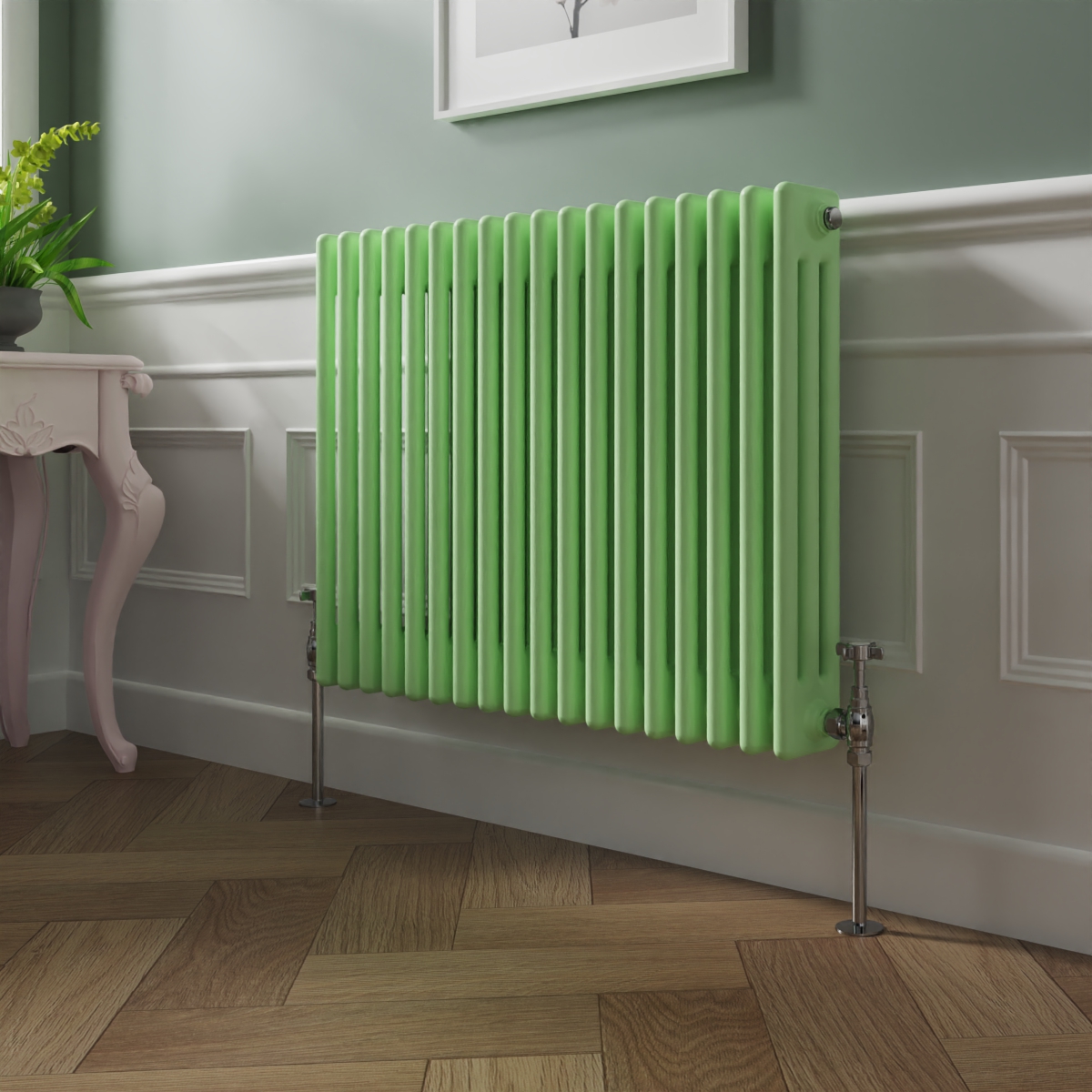 Bern 600 x 830mm Pastel Green Triple Horizontal Column Radiator