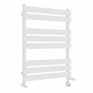 Juva 800 x 600mm Dual Fuel White Flat Panel Thermostatic Touch Control Wifi Electric Heated Towel Rail