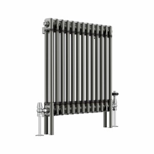 Bern 600 x 605mm Raw Metal Double Column Horizontal Traditional Radiator