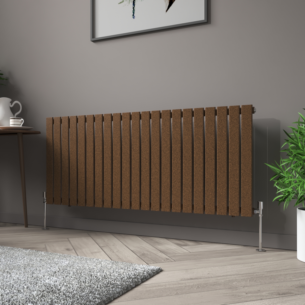 Karlstad 600 x 1430mm Black Copper Single Horizontal Flat Panel Designer Radiator