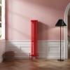 Bern 1500 x 290mm Traditional Signal Red Vertical Four Column Radiator