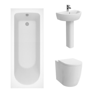 Cordoba Modern Bathroom Suite with Back to Wall Toilet and Essential Single Ended Bath - 1700 x 700mm
