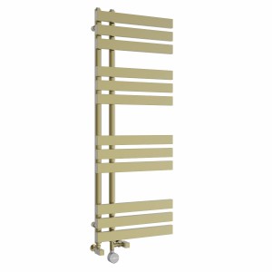 Koli 1200 x 450mm Dual Fuel Brushed Brass Thermostatic Touch Control Electric Heated Towel Rail