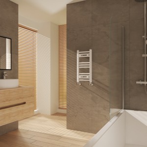 Fjord 600 x 300mm Curved White Heated Towel Rail