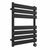 Juva 650 x 500mm Satin Black Flat Panel Thermostatic Touch Control Electric Heated Towel Rail
