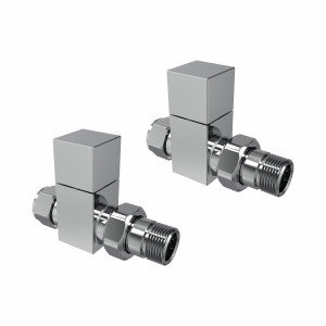 Designer Square Straight 15mm Radiator Valve Pack