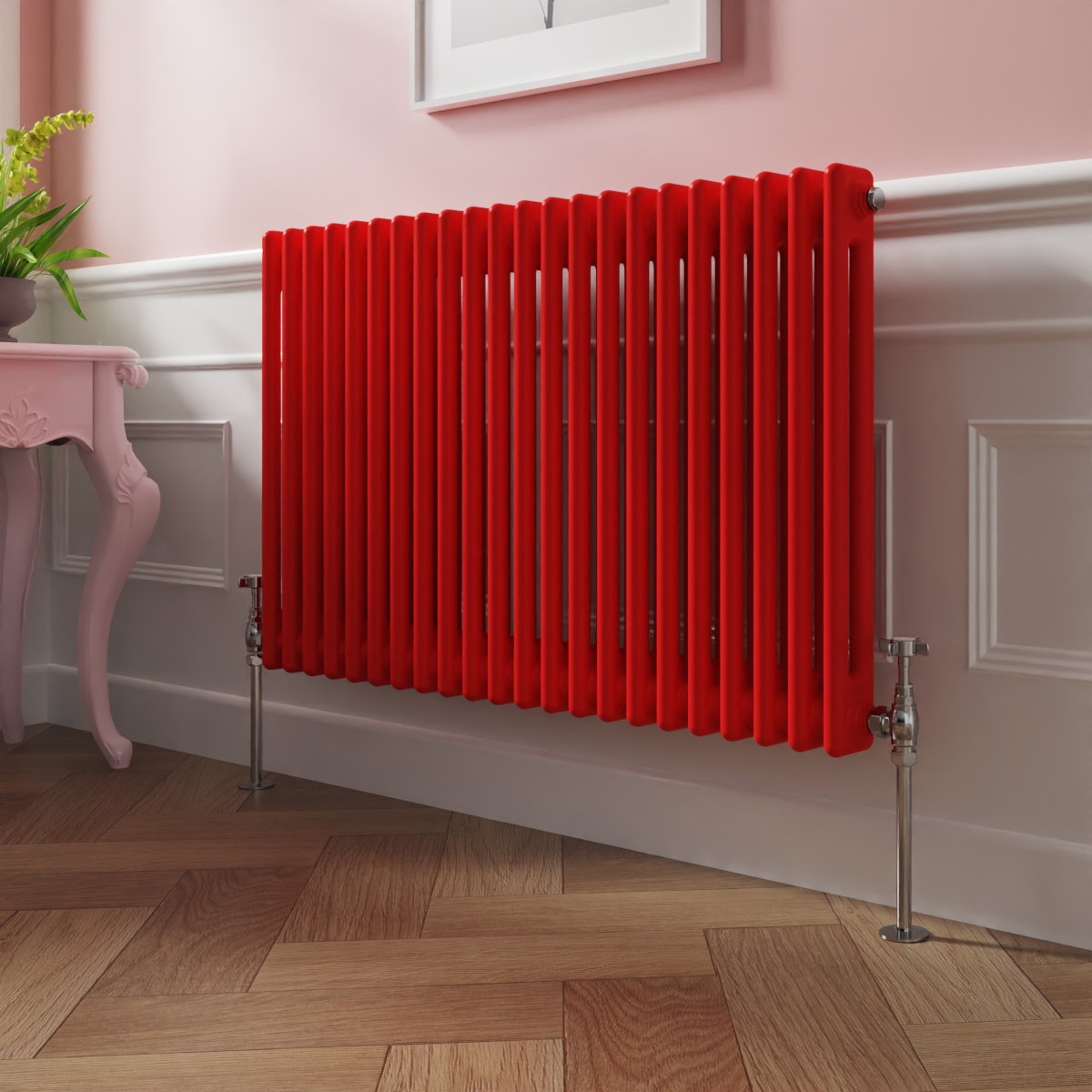 Bern 600 x 1010mm Traditional Signal Red Double Horizontal Column Radiator